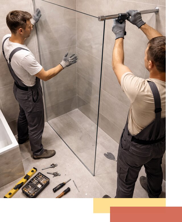 Стеклянные перегородки для душа в Добрянке — изготовление и монтаж