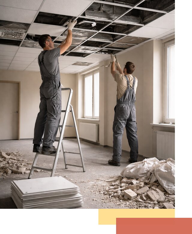 Демонтаж потолков Армстронг профессионально в Добрянке