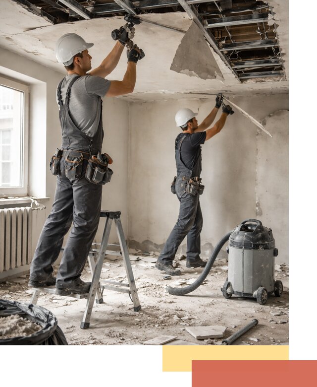 Демонтаж гипсокартонного потолка в Добрянке быстро и аккуратно