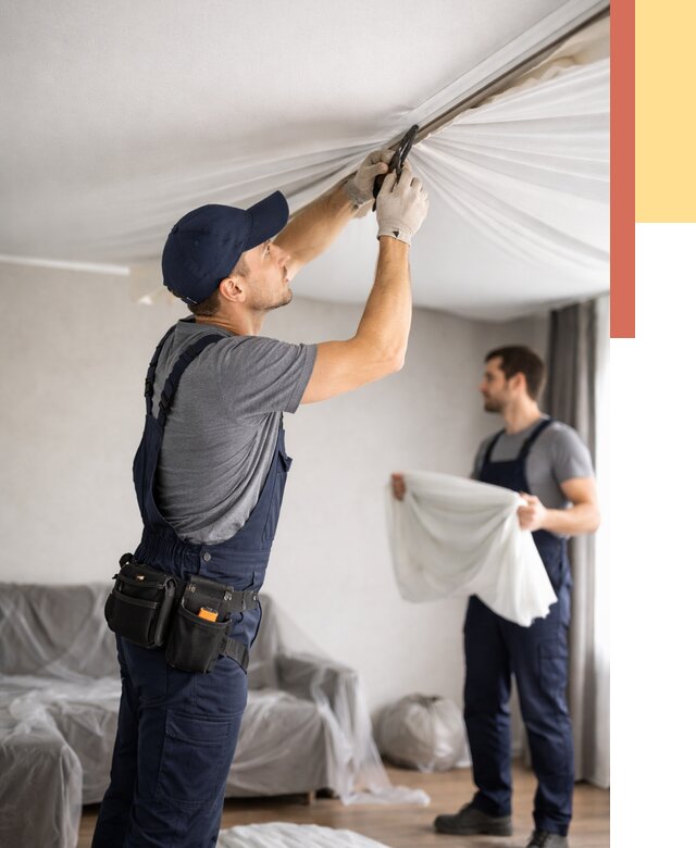 Демонтаж натяжного потолка в Добрянке от 4546 руб. — снятие и разбор под ключ | ОТДЕЛОЧНИК-Дбр