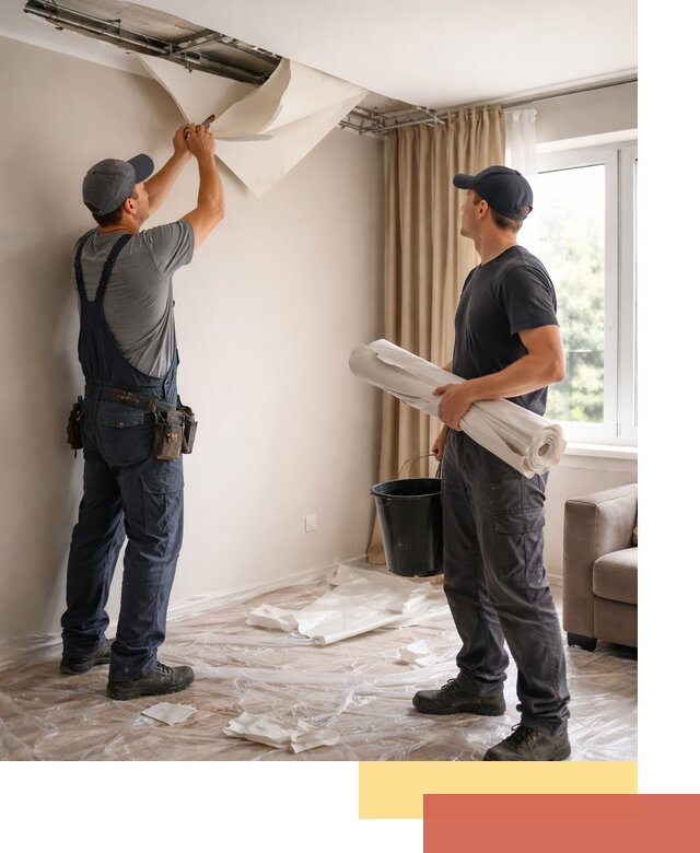 Демонтаж натяжного потолка в Добрянке быстро и аккуратно