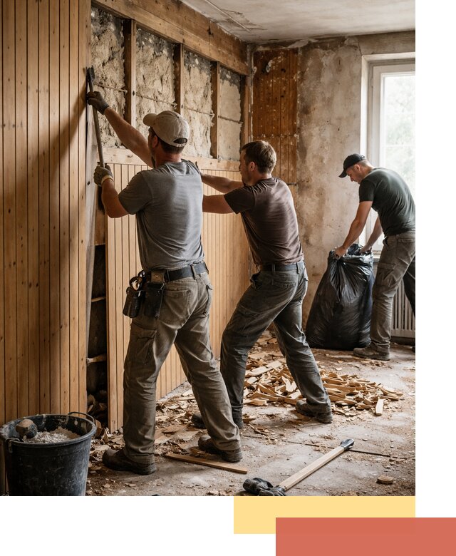 Демонтаж вагонки и вывоз материалов в Добрянке