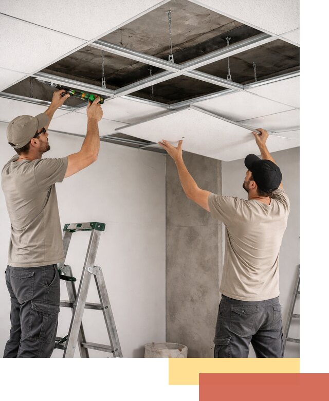 Монтаж потолка Армстронг под ключ в Добрянке