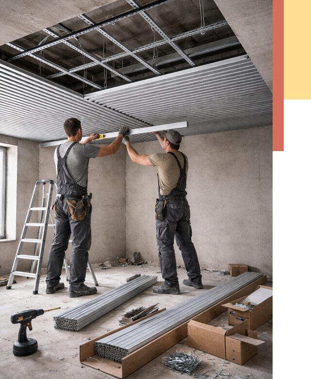 Монтаж реечного потолка в Добрянке от 4546 руб. под ключ | ОТДЕЛОЧНИК-Дбр