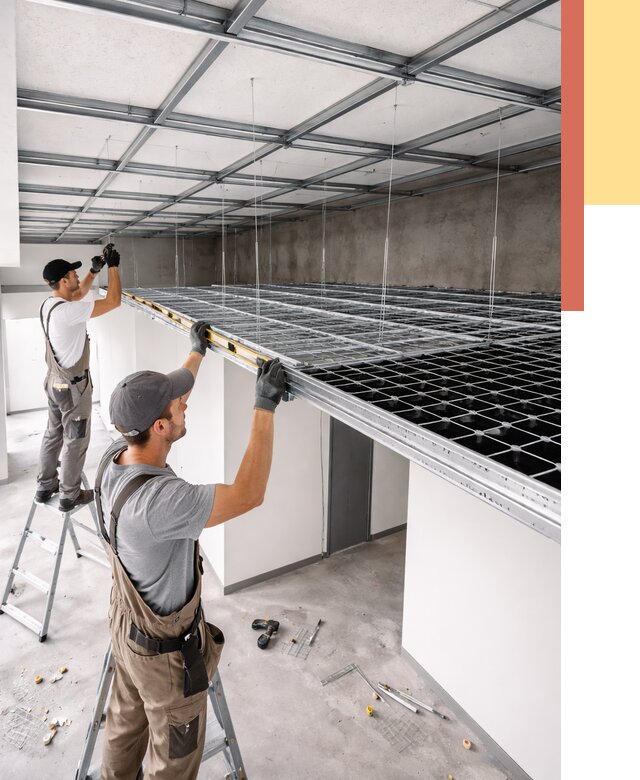 Монтаж потолка грильято в Добрянке от 455 руб./м² — быстрая сборка под ключ | ОТДЕЛОЧНИК-Дбр