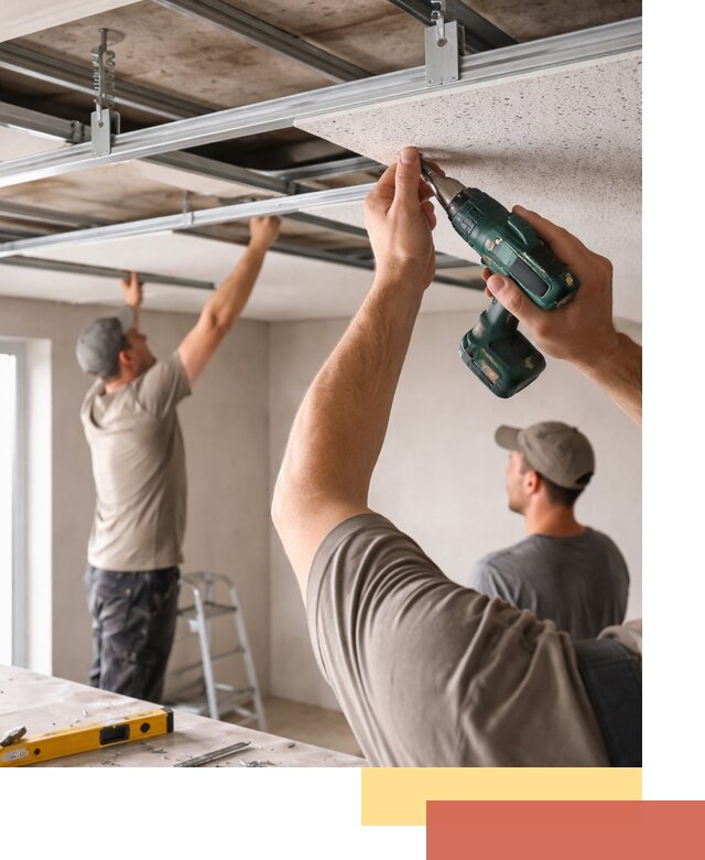 Монтаж акустического потолка в Добрянке под ключ