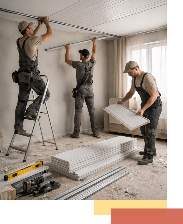 Монтаж потолка из ПВХ панелей в Добрянке оперативно и качественно