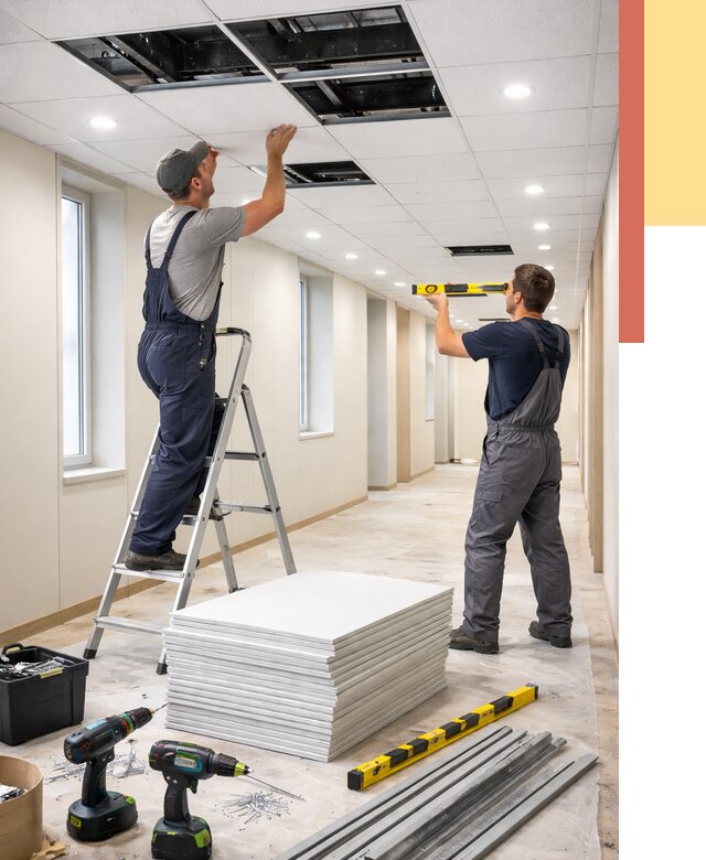 Ремонт потолка Армстронг в Добрянке от 4546 руб. — быстро и недорого | ОТДЕЛОЧНИК-Дбр