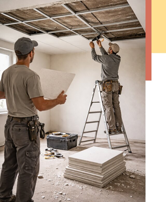 Замена плит подвесного потолка в Добрянке от 1768 руб. быстро и недорого | ОТДЕЛОЧНИК-Дбр