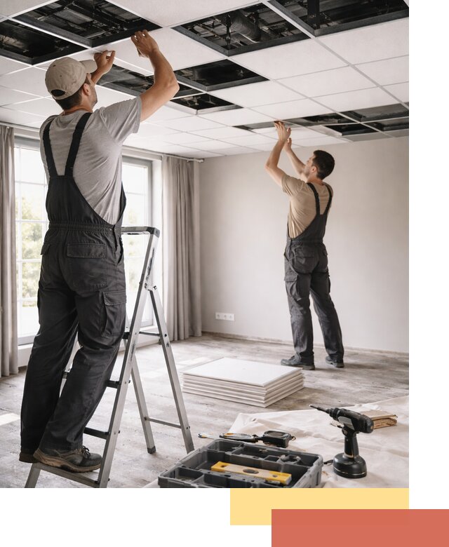 Замена плит подвесного потолка в Добрянке быстро и качественно