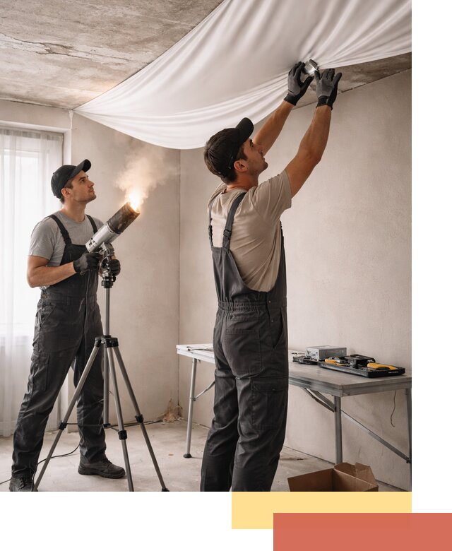 Установка натяжного потолка под ключ в Добрянке