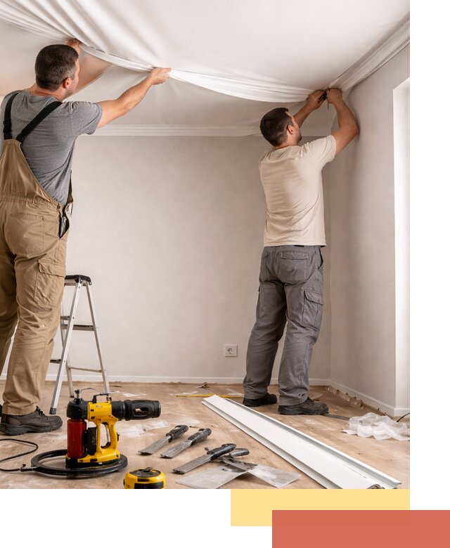 Монтаж ПВХ натяжного потолка в Добрянке качественно и быстро