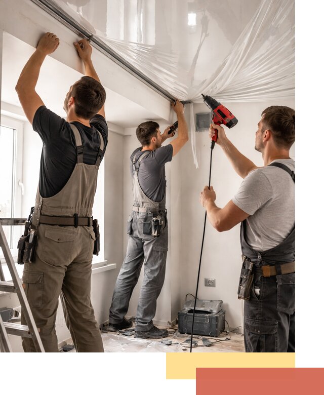 Монтаж глянцевого натяжного потолка в Добрянке быстро и качественно