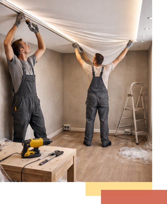 Монтаж натяжного потолка с подсветкой в Добрянке цена и сроки