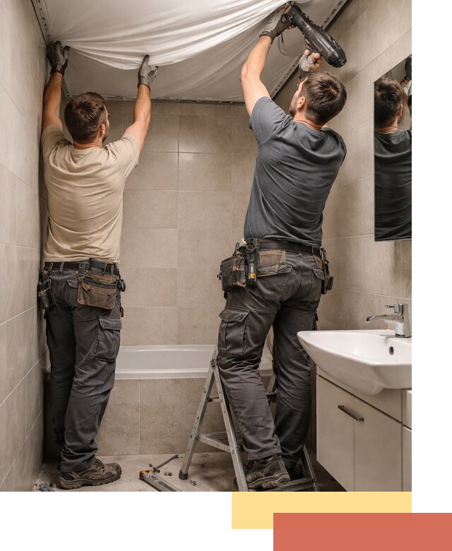 Монтаж натяжного потолка в ванной в Добрянке быстро и качественно