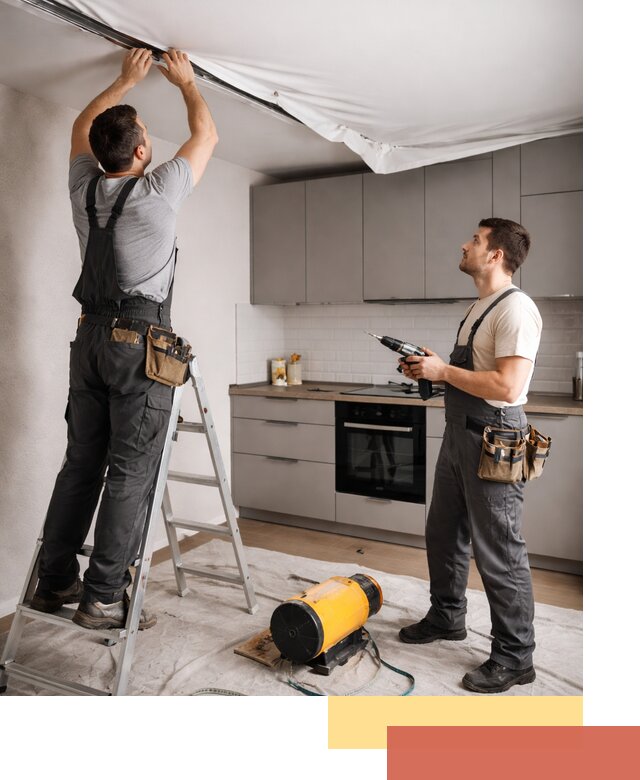 Монтаж натяжного потолка на кухне в Добрянке