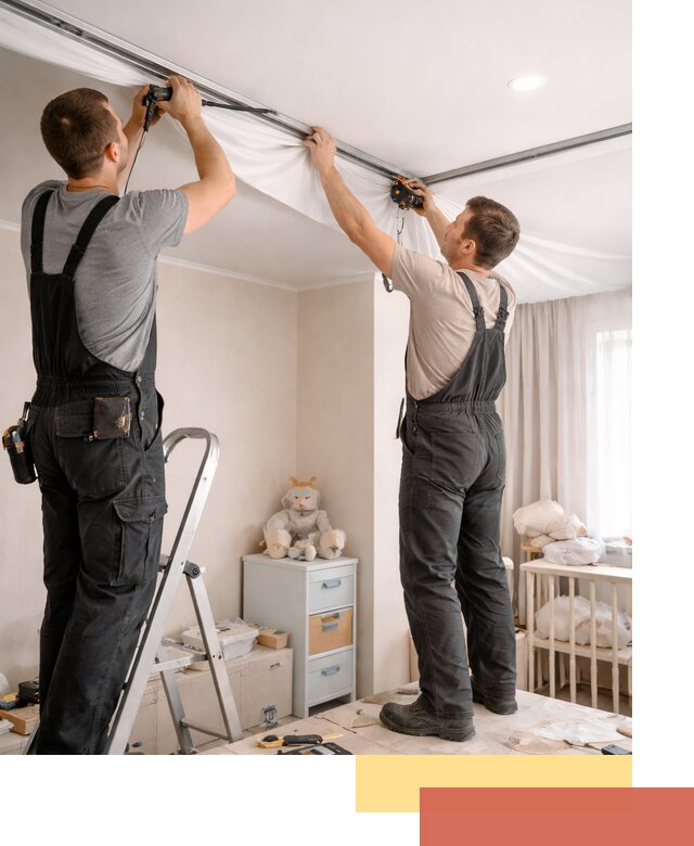 Монтаж натяжного потолка в детской комнате в Добрянке