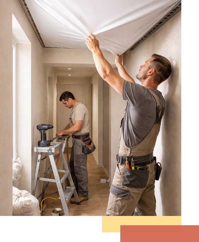 Монтаж натяжного потолка в прихожей в Добрянке