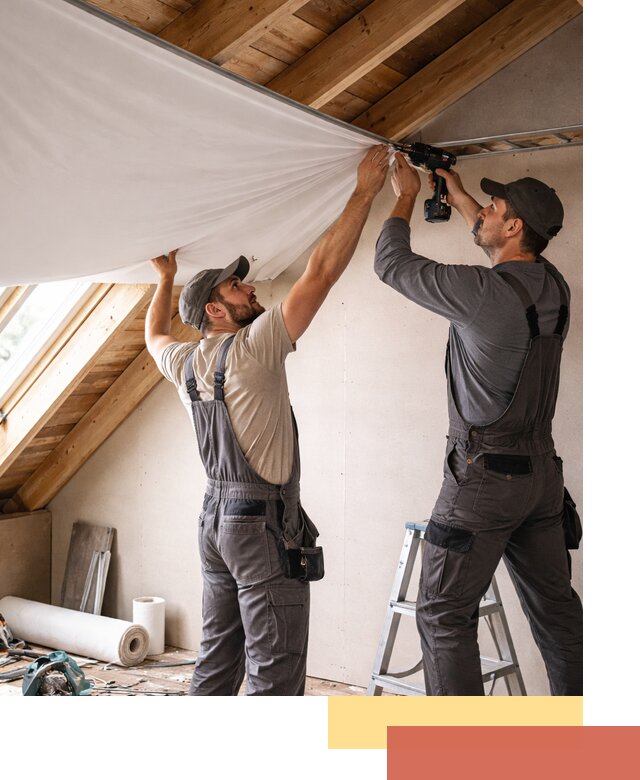 Монтаж натяжного потолка в мансарде в Добрянке