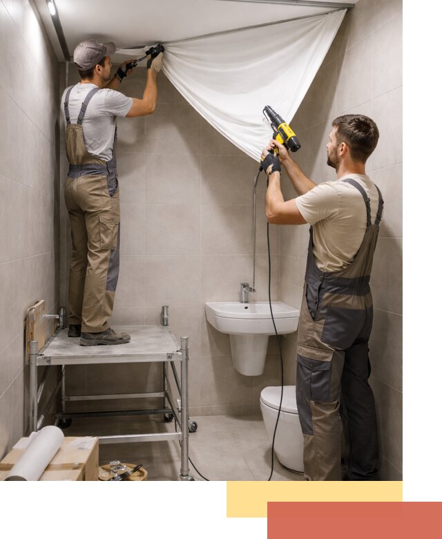 Монтаж натяжного потолка в санузле в Добрянке