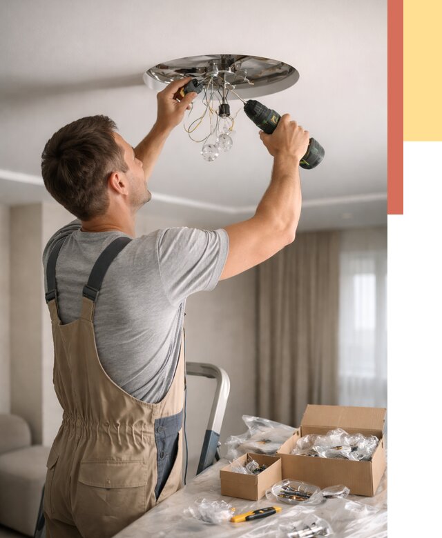 Установка люстры в натяжной потолок в Добрянке от 1212 руб. | Быстро и недорого — ОТДЕЛОЧНИК-Дбр