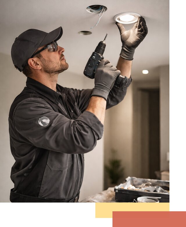 Установка точечных светильников в натяжной потолок в Добрянке