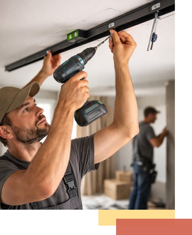 Установка трековых светильников в натяжной потолок в Добрянке