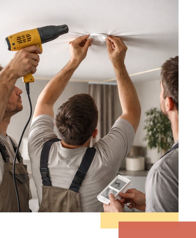 Ремонт прокола полотна натяжного потолка в Добрянке