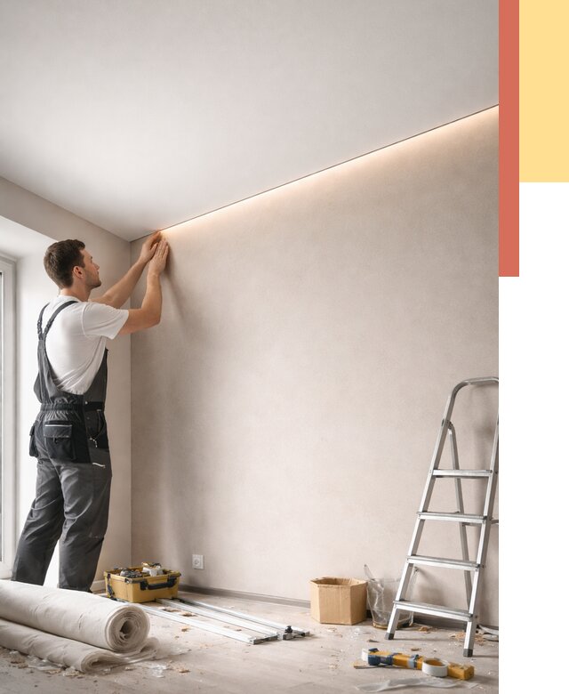 Теневые натяжные потолки в Добрянке от 8284 руб. под ключ | ОТДЕЛОЧНИК-Дбр