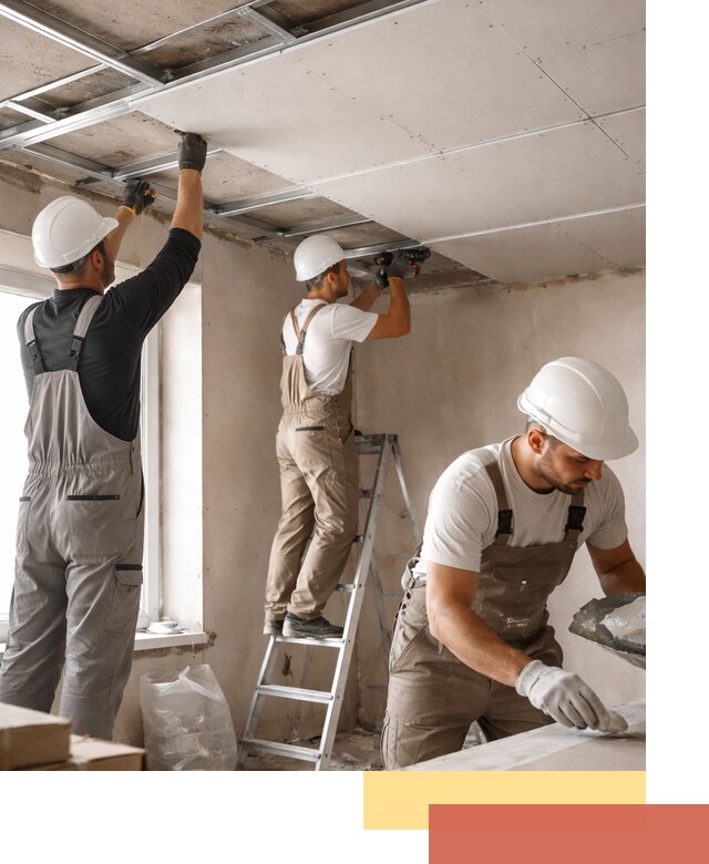 Одноуровневый потолок из гипсокартона в Добрянке — монтаж и отделка