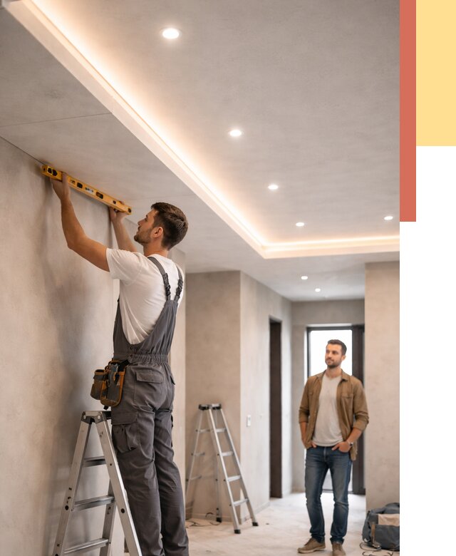 Потолок из гипсокартона с подсветкой в Добрянке от 758 руб./м2 под ключ | ОТДЕЛОЧНИК-Дбр