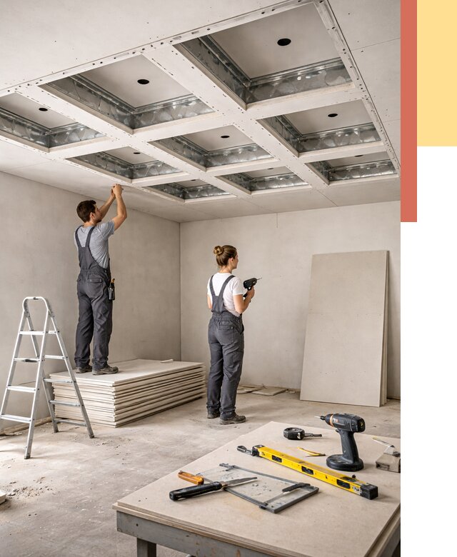 Кессонный потолок из гипсокартона в Добрянке от 1869 руб. — монтаж и под ключ | ОТДЕЛОЧНИК-Дбр