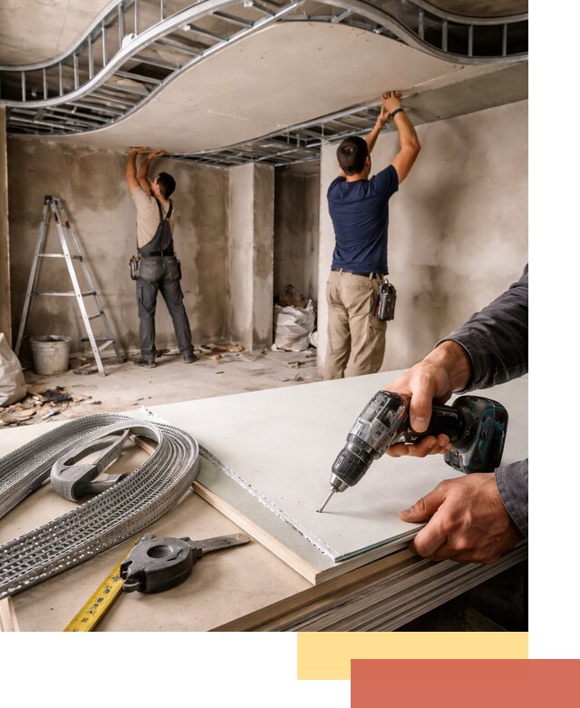 Криволинейный потолок из гипсокартона в Добрянке — монтаж и отделка