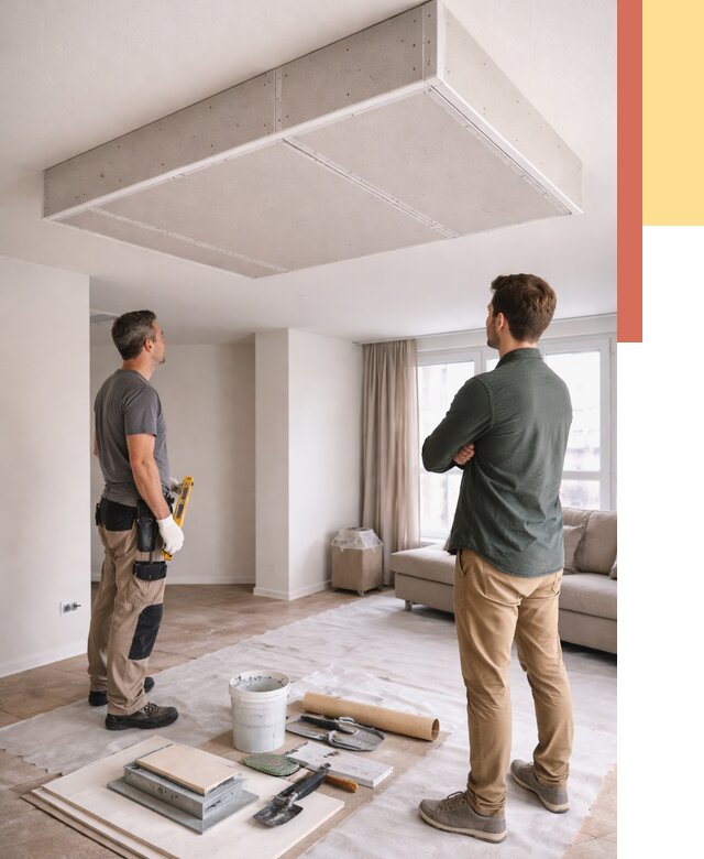 Короб на потолке из гипсокартона в Добрянке от 2222 руб. — монтаж и услуги под ключ | ОТДЕЛОЧНИК-Дбр