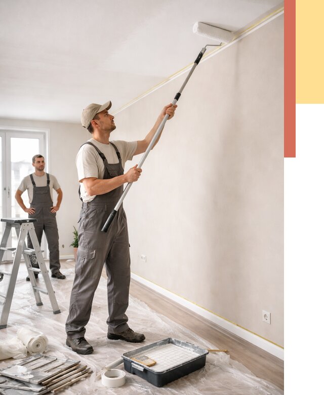 Покраска потолка из гипсокартона в Добрянке от 4546 руб./м2 — услуги под ключ | ОТДЕЛОЧНИК-Дбр