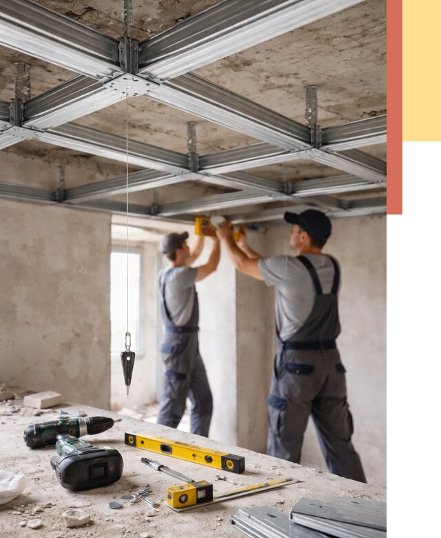 Монтаж каркаса потолка из профиля в Добрянке от 4546 руб. — услуги ОТДЕЛОЧНИК-Дбр