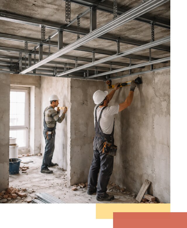 Монтаж каркаса потолка из профильного профиля в Добрянке