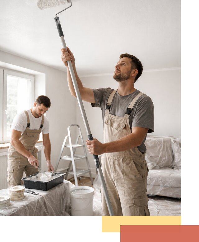 Покраска потолка водоэмульсионной краской в Добрянке