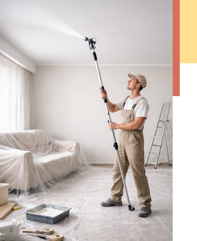 Покраска потолка краскопультом в Добрянке от 4546 руб. быстро и недорого | ОТДЕЛОЧНИК-Дбр