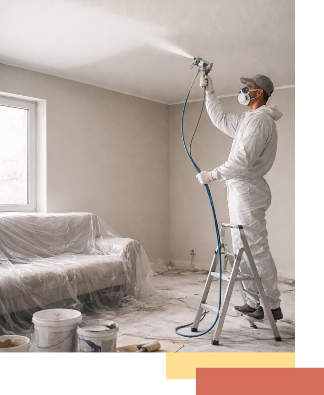 Покраска потолка краскопультом в Добрянке быстро и качественно